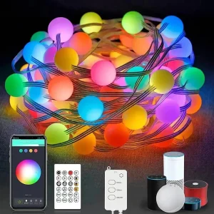 Guirxiété lumineuse LED WiFi BLE, 33 ampoules, nickel é, extérieur, guirxiété RVB, fête, jardin, décoration de mariage, guirlandes lumineuses, Alexa, Google Voice