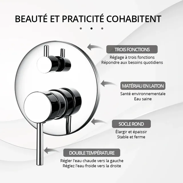 Robinet de douche mural à 3 voies – vue 5