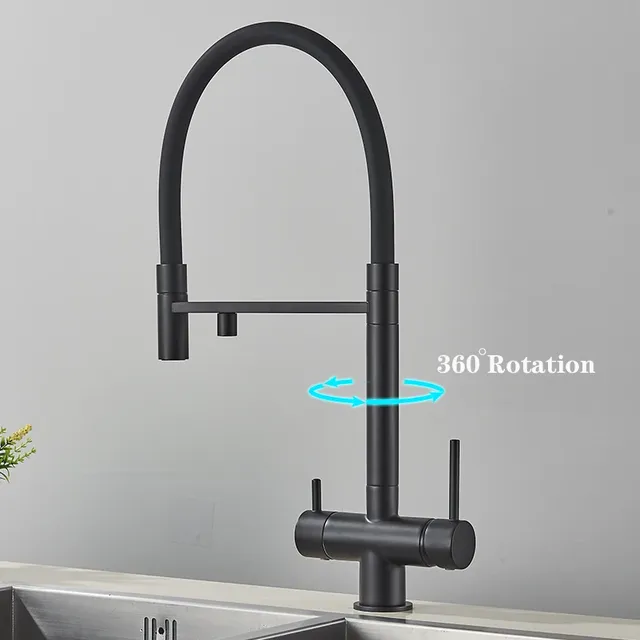 Mitigeur cuisine monotrou bec haut col flexible noir mat… – vue 3