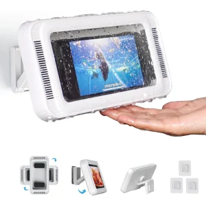 Support de téléphone de douche avec haut-parleur, rotation à 480 °, support de téléphone mural pour douche, étui de douche anti-buée étanche pour 4-7 « matin Support de téléphone de douche avec haut-parleur, rotation à 480 °, support de téléphone mural pour douche, étui de douche anti-buée étanche pour 4-7 « matin