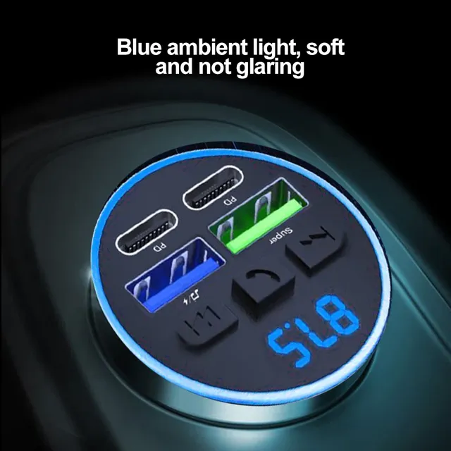 Chargeur de voiture transmetteur FM Bluetooth 5.0 mains… – vue 3