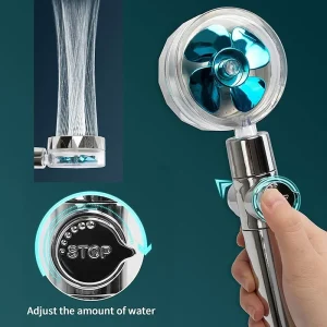 Pommeau de douche pressurisé, économie d&rsquo;eau, rotatif à 360 degrés, double Turbo, ventilateur à hélice pressurisée, accessoires de salle de bains