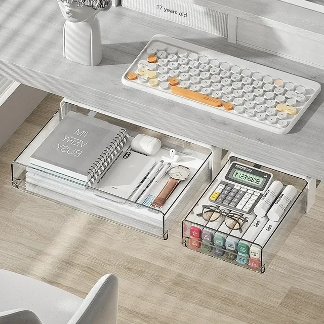 Tiroir rangement sous bureau transparent acrylique fumé… – vue 4