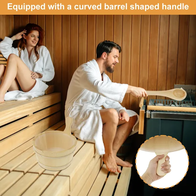 Seau sauna bois pin camphre naturel clair finition brute… – vue 3