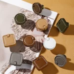 Poignée de porte de garde-robe minimaliste moderne, petite poignée en cuir faite à la main, trou unique, ensemble de poignées dorées, armoire à tiroirs