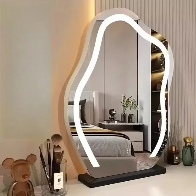 Miroir de salon en verre lumière LED mur grand cercle… – vue 4