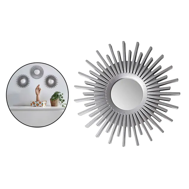 Miroir rond mural trio doré argenté résine cadre pétales… – vue 3