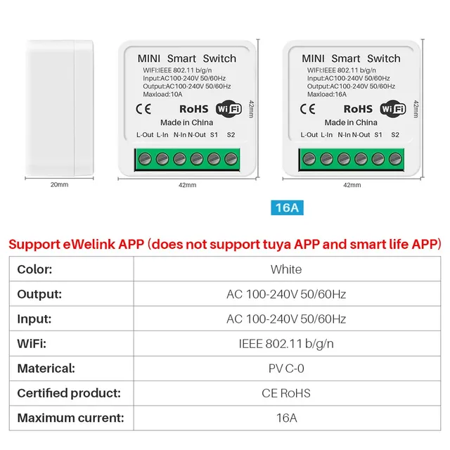 EWeLink 16A Mini bricolage Wifi commutateur intelligent… – vue 3