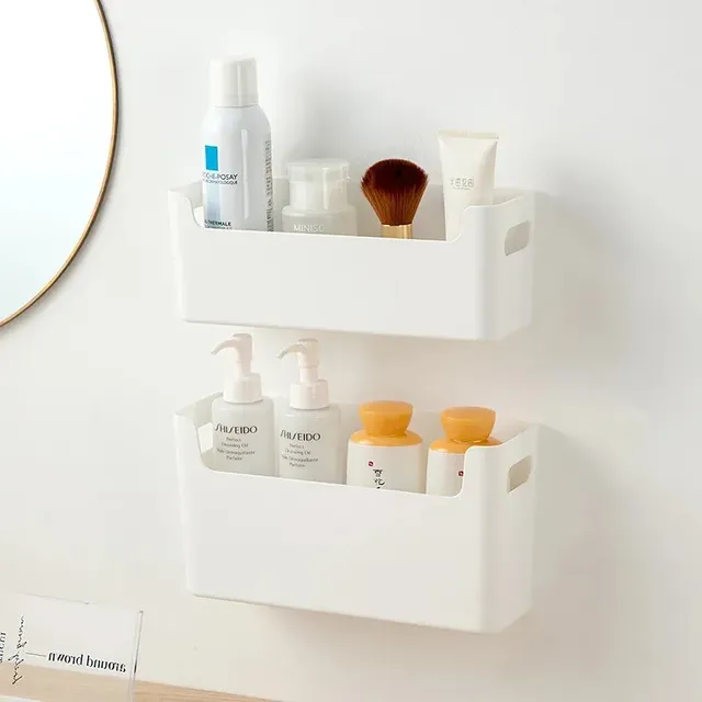 Lot trois paniers rangement muraux plastique rigide… – vue 3