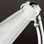 Pommeau de douche rehausseur argenté de style allemand, 1 pièce, pour la douche et le bain à domicile, grande sortie d&rsquo;eau pressurisée