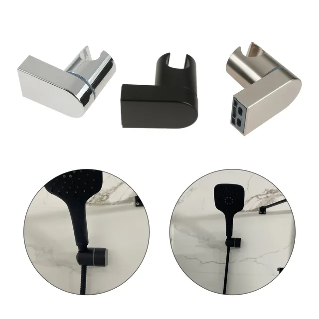 Support mural pommeau douche ABS chromé noir inox brossé… – vue 6
