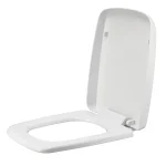 Siège de toilette en forme de D, couvercle silencieux à fermeture lente, épais et Durable pour adultes et enfants, accessoires de salle de bain universels blanc