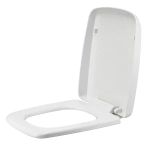 Siège de toilette en forme de D, couvercle silencieux à fermeture lente, épais et Durable pour adultes et enfants, accessoires de salle de bain universels blanc