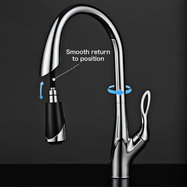 Robinet de cuisine en laiton doré brossé – vue 4