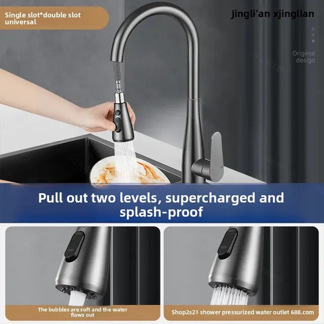 Robinet extractible de cuisine tout en cuivre – vue 5