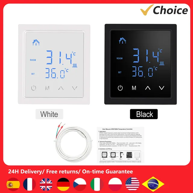 Thermostat mural tactile intelligent numérique écran LED…