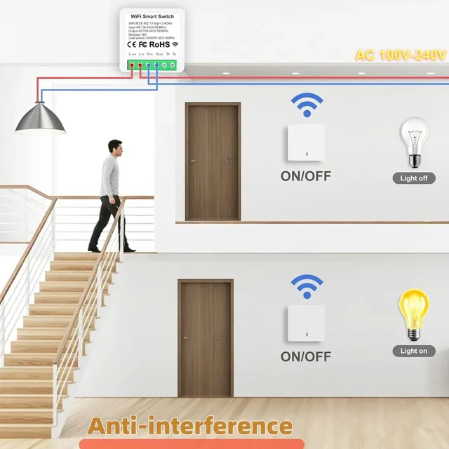 Interrupteur d'éclairage intelligent WiFi sans fil – vue 2