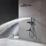 Système de douche dissimulé en cuivre noir de luxe, salle de bain d&rsquo;ingénierie d&rsquo;hôtel intégrée, ensemble de douche pré-intégré