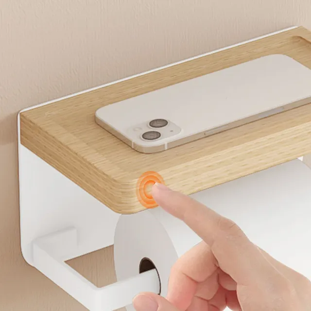 Porte-papier mural en aluminium blanc avec étagère – vue 3