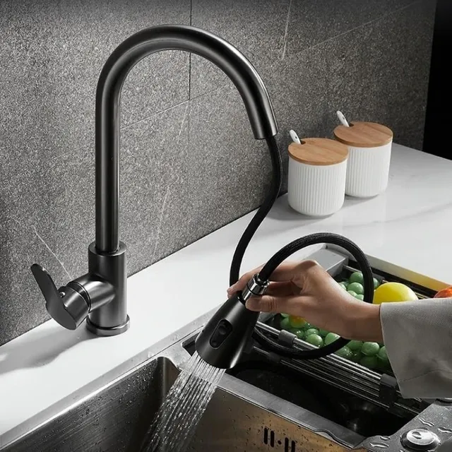 Robinet de cuisine noir mat – vue 7
