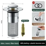 Bouchon de fuite de lavabo, noyau rebondissant anti-odeur en acier inoxydable, vidange d&rsquo;évier de type presse, accessoire universel pour lavabo, nouveau @@ & &