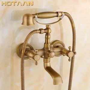 HOBath-Kit de pommeau de douche mural en laiton antique, baignoire à main, cuivre, chrome, ensembles de centres commerciaux