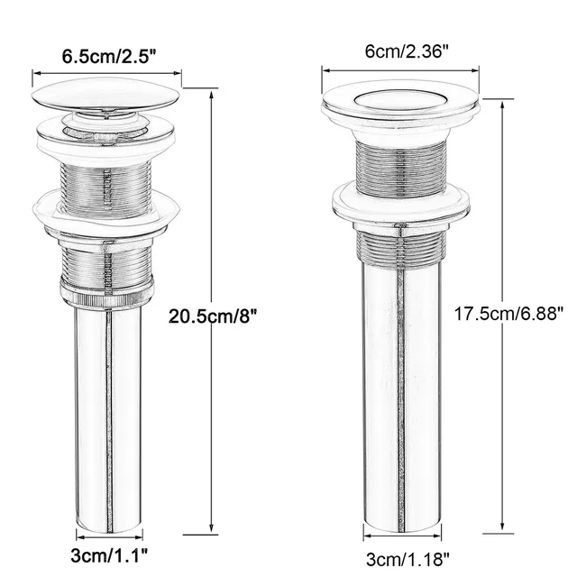 Évier de salle de bains Push Down Pop Up Drain en Nickel… – vue 5