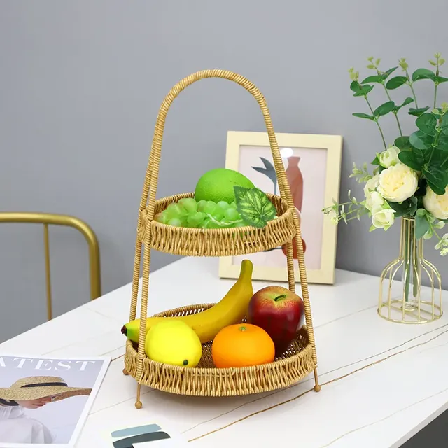 Panier en bambou tissé à la main à deux couches