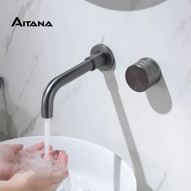 Robinet de salle de bains de luxe en laiton noir avec… – vue 3