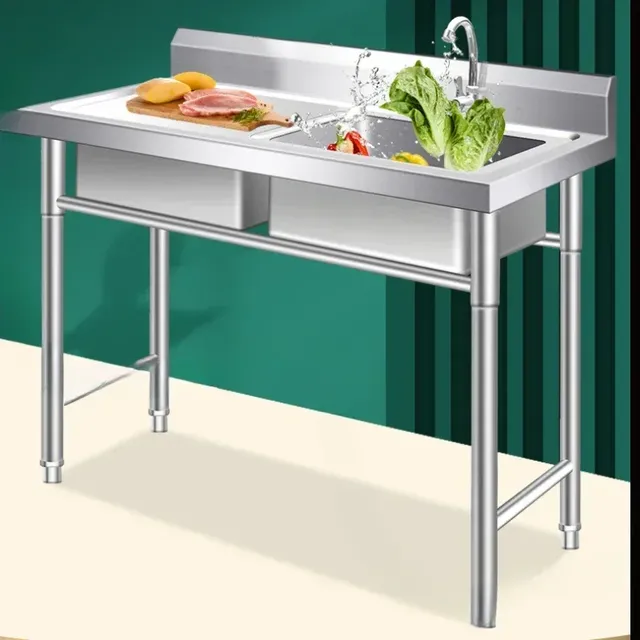 Évier inoxydable acier professionnel cuisine commerciale… – vue 2