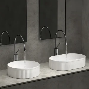 1 grand lavabo de salle de bain en céramique moderne, lavabo de salle de bain, lavabo de vanité de maison moderne (à l&rsquo;exclusion du robinet), adapté à la salle de bain sur balcon,