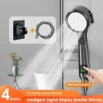 Pommeau de douche à économie d&rsquo;eau, Pomme de douche à main haute pression pour salle de bain, pressurisation réglable, affichage numérique de la température par LED