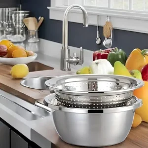 Bassin de vidange de tamis de riz en acier inoxydable épaissi, panier perforé, bassin de lavage de légumes, bassin de lavage de riz, bassin de fuite