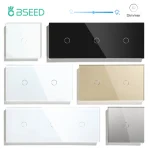 BSEED variateur interrupteur de lumière 1 bouton 1 voie Led variateur 220V mur tactile interrupteur de lumière panneau de verre cristal rétro-éclairage bleu fonction de mémoire