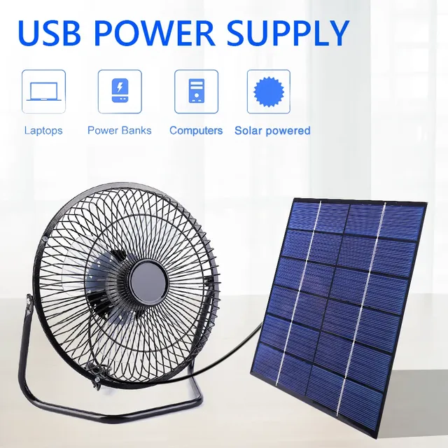 Panneau solaire 7W 6V avec ventilateur d'extraction USB… – vue 5
