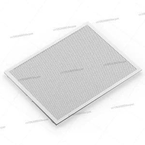 Filtre graisse hotte aspirante panneau filtrant aluminium perforé perforations circulaires fines cadre rectangulaire argenté fini mat profil extraplat languettes fixation