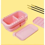 Bassin de pinceaux à peinture multi-usage avec porte-pinceaux, lave-linge, plateaux, boîte de palette-tasse de nettoyage d&rsquo;artiste pour peinture à l&rsquo;huile aquarelle avec couvercle