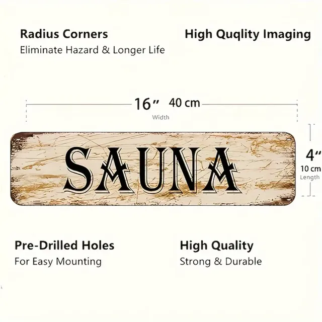 Panneau de sauna vintage en aluminium 4x16" (10x40cm) – vue 2
