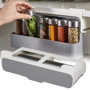 Support de rangement de bouteilles d’assaisonnement de cuisine, étagère à épices auto-adhésive murale sous étagère, organisateur d’épices, support de rangement de cuisine Support de rangement de bouteilles d’assaisonnement de cuisine, étagère à épices auto-adhésive murale sous étagère, organisateur d’épices, support de rangement de cuisine