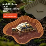 Le bassin de bain tortue grenouille avec rampe antidérapante peut également être utilisé comme bol de nourriture et bassin d&rsquo;eau pour reptiles et amphibiens