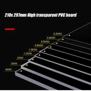 Plaque en PVC transparente 297x210mm, épaisseur 0.2mm/0.3mm/0.4mm/0.5mm/0.6mm/0.8mm/1mm/1.2mm/1.5mm/2mm