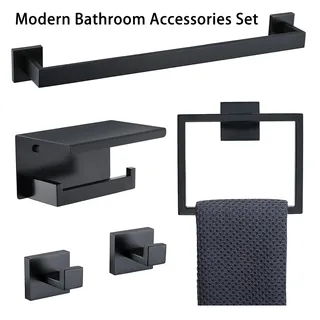 Ensemble de toilettes Acier inoxydable Porte-bague de serviette…
