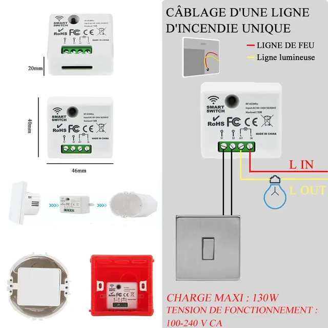 WenQia Mini interrupteur sans fil Rf 433MHz interrupteur… – vue 2