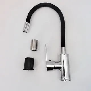 Robinet cuisine mitigeur monocommande bec haut flexible silicone noir…