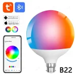 Ampoule LED Bluetooth Tuya 220V, variable, E27/B22, G70/G80 RGBCW, lumière changeante de couleur, application de vie intelligente, contrôle du groupe, synchronisation