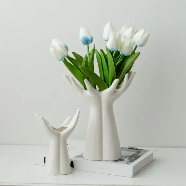 Vase en céramique bras de main Bouquet de paume… – vue 2