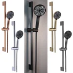 Ensemble de douche en or Rose brillant, accessoires de salle de bains, pomme de douche, curseur mural, pomme de douche réglable, Rail de levage, support coulissant