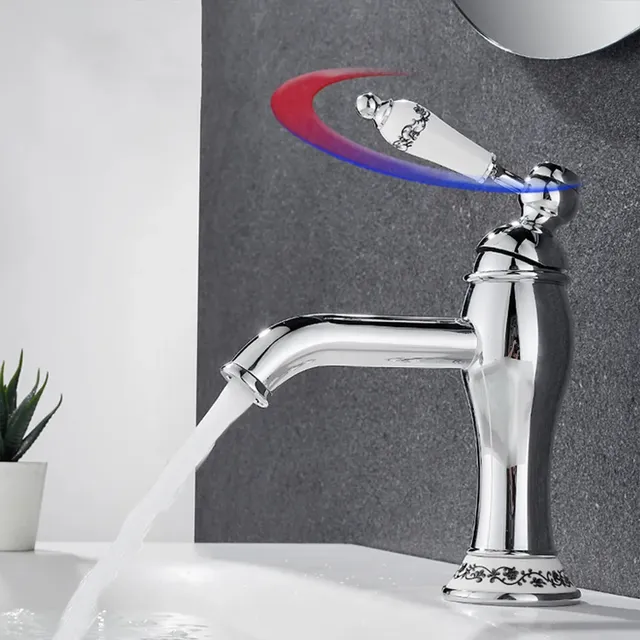 Robinet de lavabo à trou unique en laiton chromé rétro – vue 4