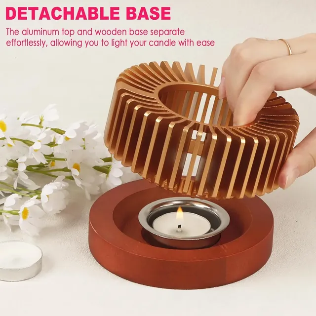 Chauffe théière porte bougie socle bois massif coiffe… – vue 4