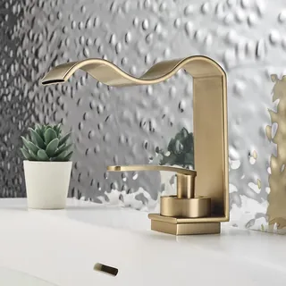 Robinet de lavabo cascade noir avec lavabo de salle de bains brossé